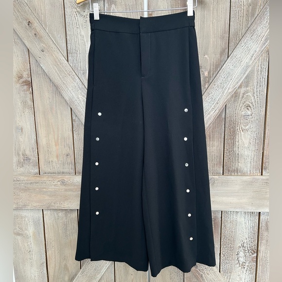 Zara Pants - Zara Black Wide-Leg Trousers with Silver Stud Detailing